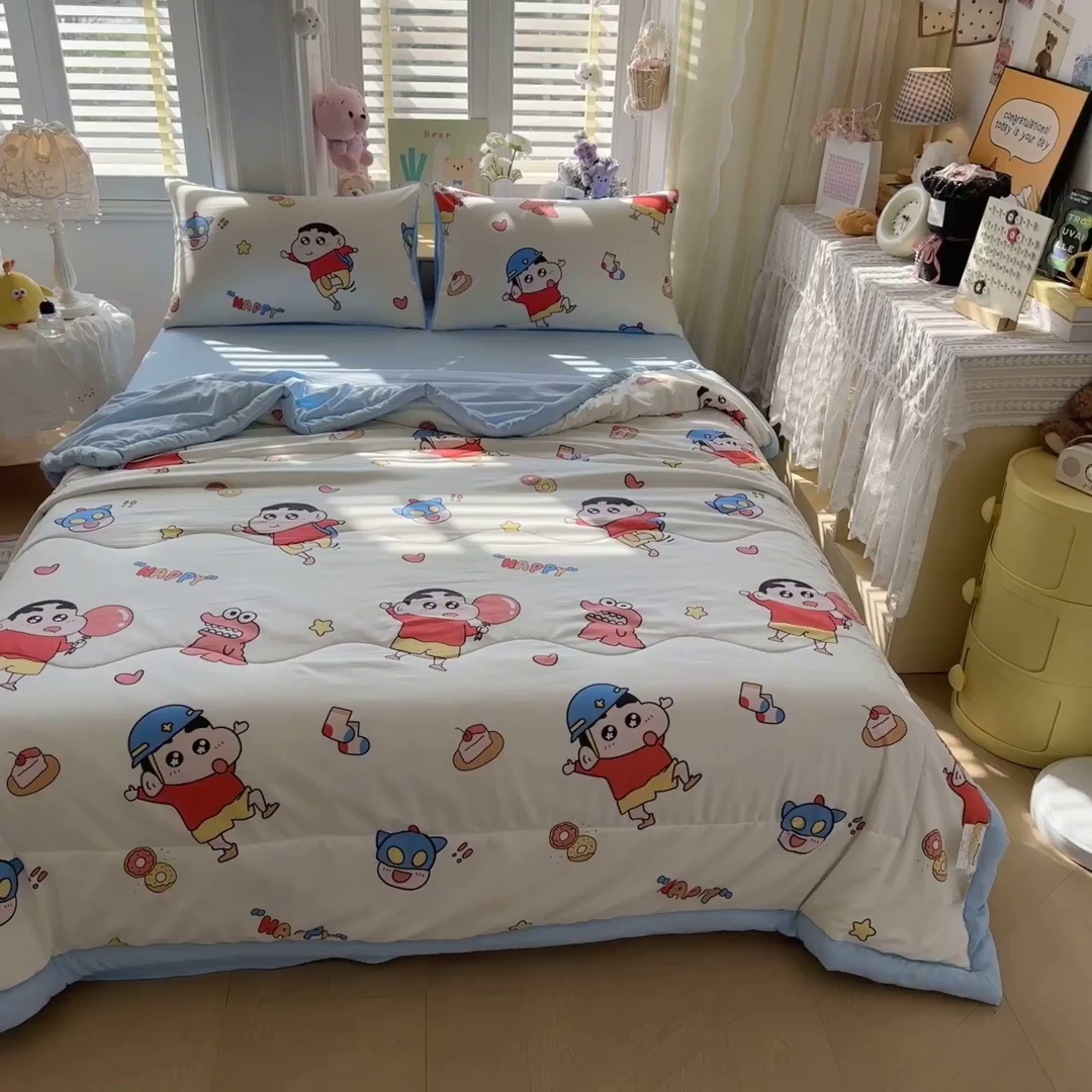 91家纺网 家纺一手货源 找家纺 优卡迪家纺馆 2026新款水洗云朵棉夏被四件套下载文件包含买家秀 淘气小新