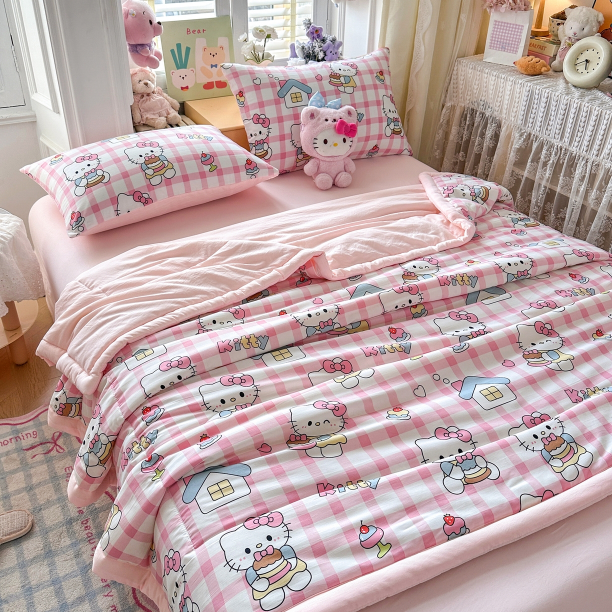 91家纺网 家纺一手货源 找家纺 优卡迪家纺馆 2026新款水洗云朵棉夏被四件套下载文件包含买家秀 甜梦小喵