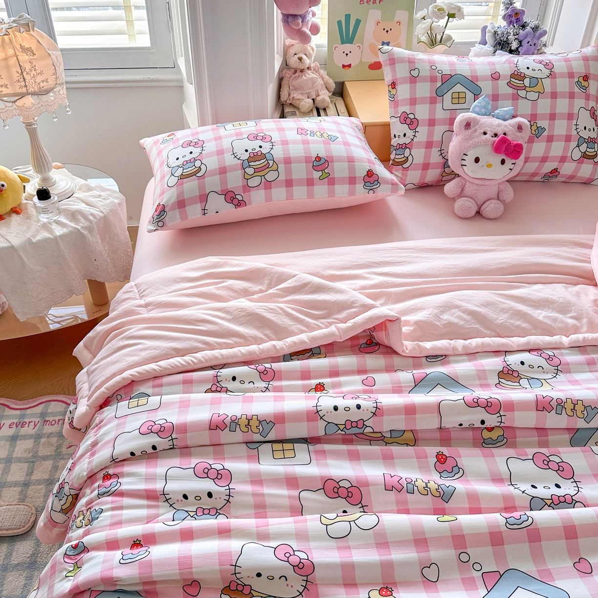 91家纺网 家纺一手货源 找家纺 优卡迪家纺馆 2026新款水洗云朵棉夏被四件套下载文件包含买家秀 甜梦小喵