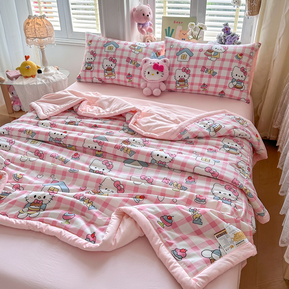 91家纺网 家纺一手货源 找家纺 优卡迪家纺馆 2026新款水洗云朵棉夏被四件套下载文件包含买家秀 甜梦小喵