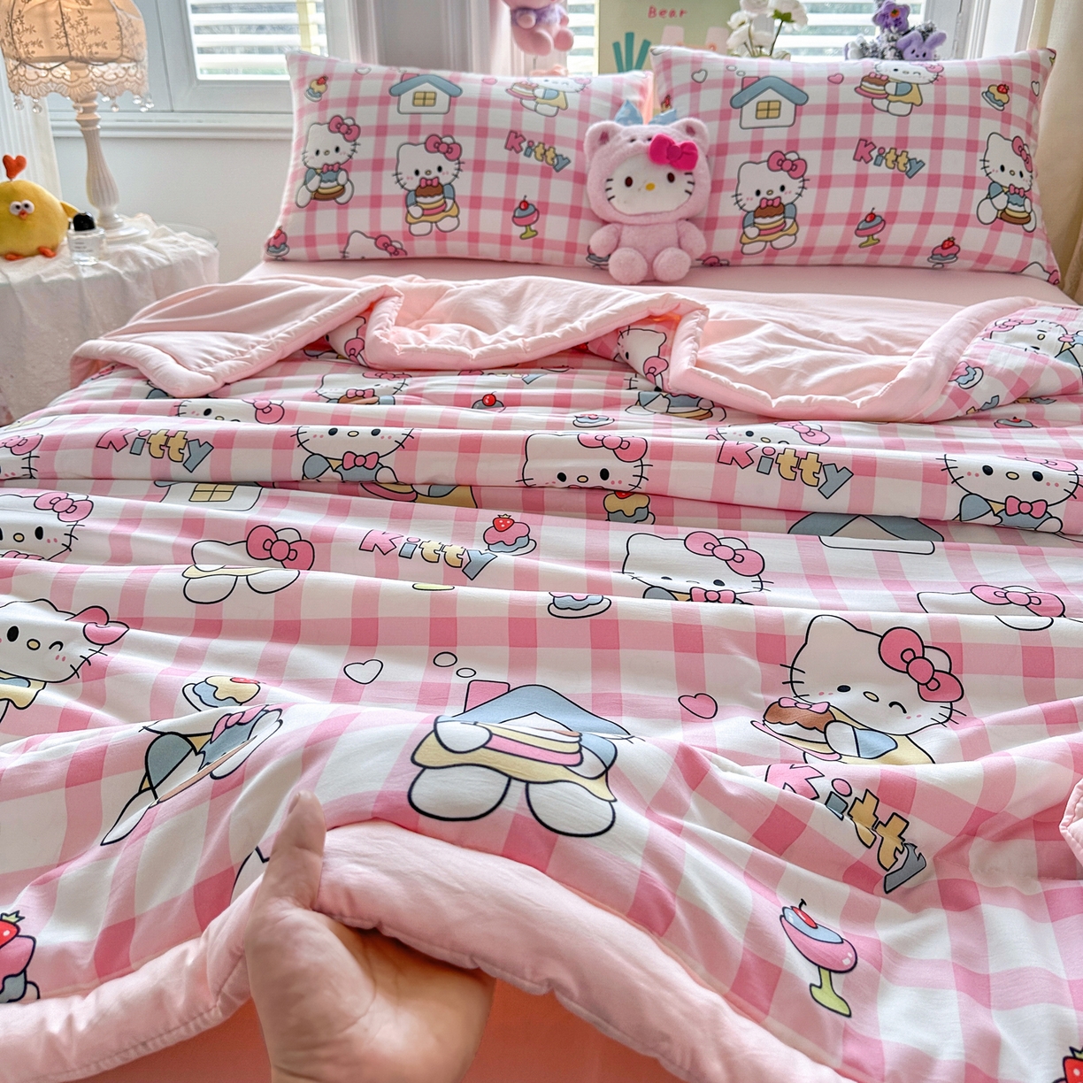 91家纺网 家纺一手货源 找家纺 优卡迪家纺馆 2026新款水洗云朵棉夏被四件套下载文件包含买家秀 甜梦小喵