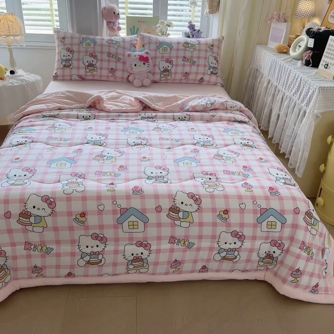 91家纺网 家纺一手货源 找家纺 优卡迪家纺馆 2026新款水洗云朵棉夏被四件套下载文件包含买家秀 甜梦小喵