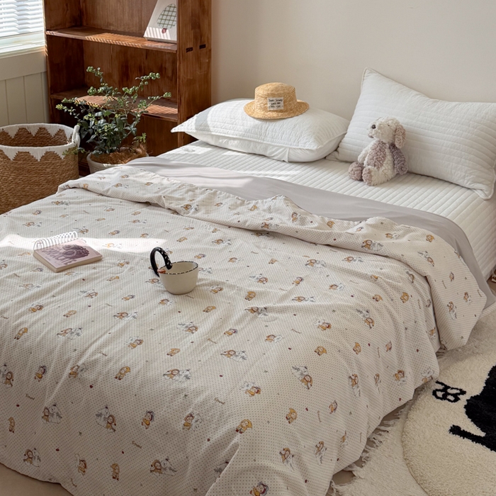 91家纺网 家纺一手货源 找家纺 大彩家居 2026新款全棉双层纱凉感夏被 极地童话