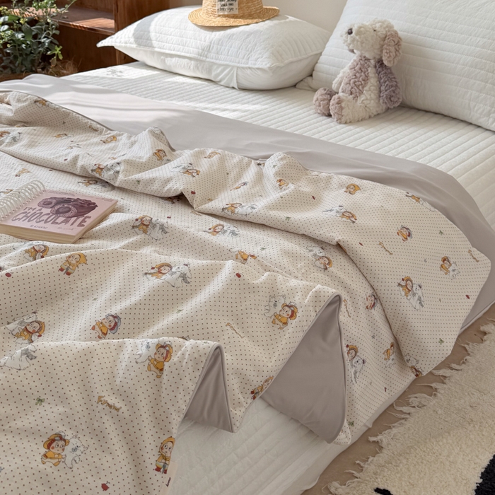 91家纺网 家纺一手货源 找家纺 大彩家居 2026新款全棉双层纱凉感夏被 极地童话