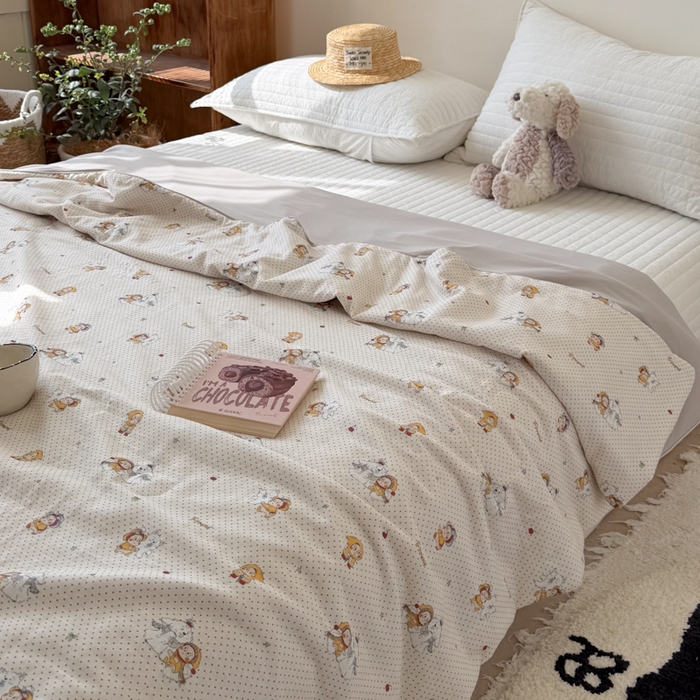 91家纺网 家纺一手货源 找家纺 大彩家居 2026新款全棉双层纱凉感夏被 极地童话