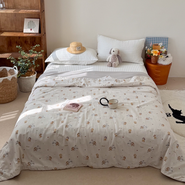 91家纺网 家纺一手货源 找家纺 大彩家居 2026新款全棉双层纱凉感夏被 极地童话