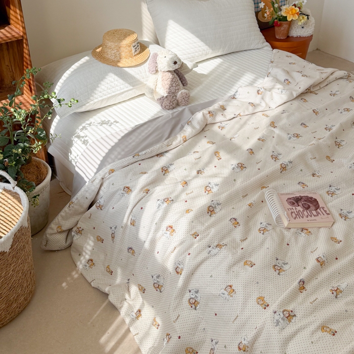 91家纺网 家纺一手货源 找家纺 大彩家居 2026新款全棉双层纱凉感夏被 极地童话