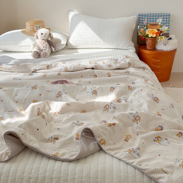 91家纺网 家纺一手货源 找家纺 大彩家居 2026新款全棉双层纱凉感夏被 极地童话