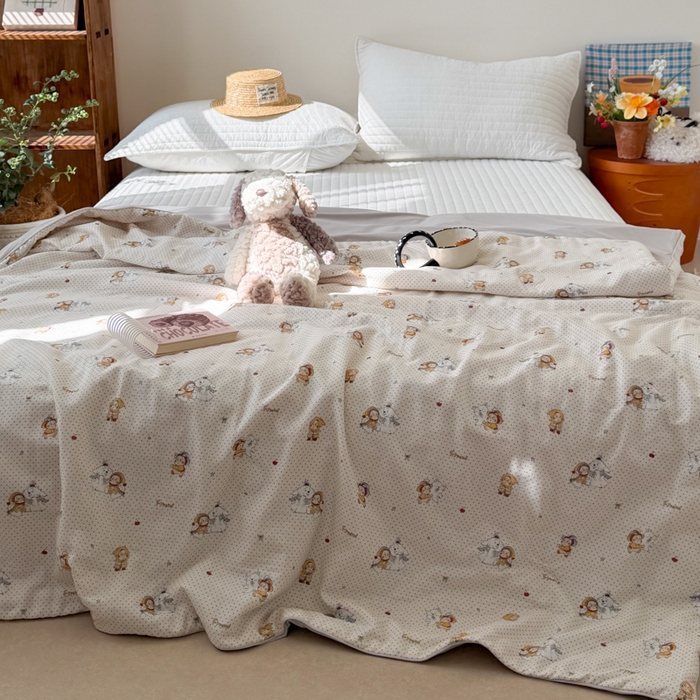 91家纺网 家纺一手货源 找家纺 大彩家居 2026新款全棉双层纱凉感夏被 极地童话