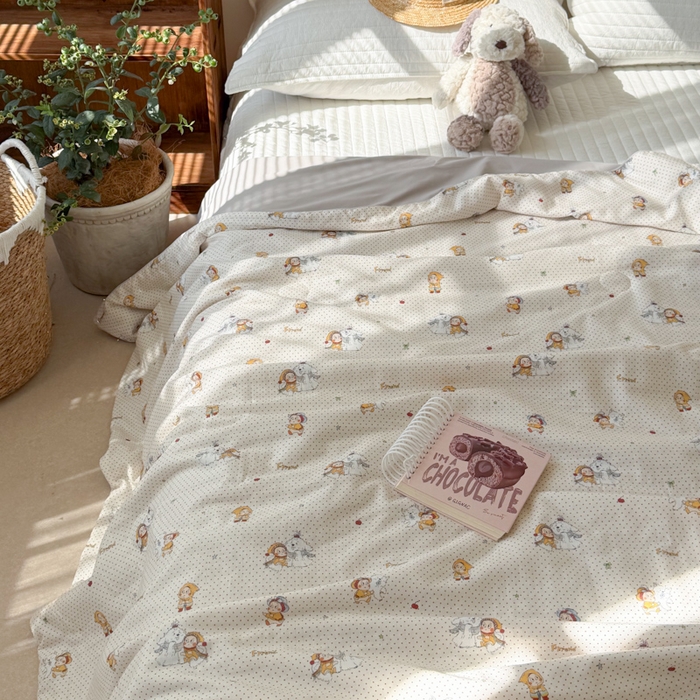 91家纺网 家纺一手货源 找家纺 大彩家居 2026新款全棉双层纱凉感夏被 极地童话