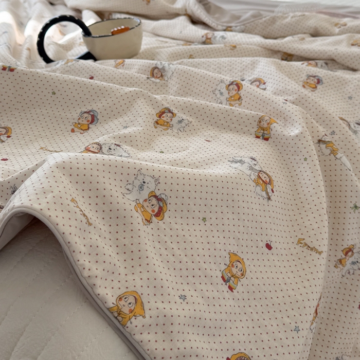 91家纺网 家纺一手货源 找家纺 大彩家居 2026新款全棉双层纱凉感夏被 极地童话