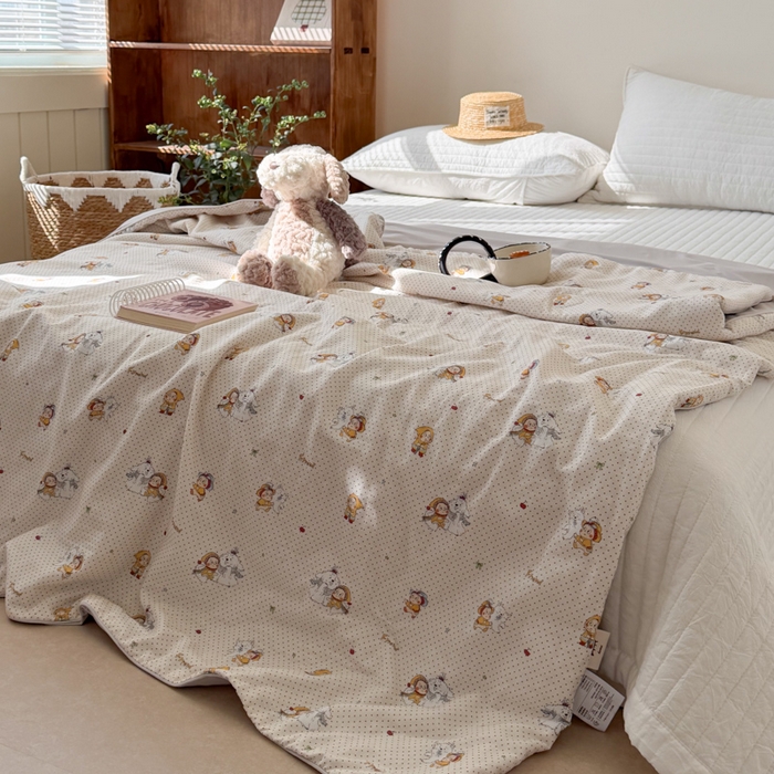 91家纺网 家纺一手货源 找家纺 大彩家居 2026新款全棉双层纱凉感夏被 极地童话