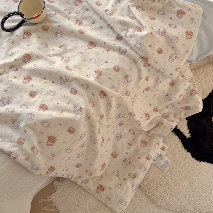 91家纺网 家纺一手货源 找家纺 大彩家居 2026新款全棉双层纱凉感夏被 萌宠派对