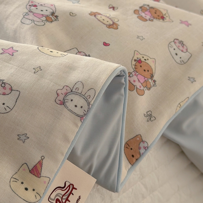 91家纺网 家纺一手货源 找家纺 大彩家居 2026新款全棉双层纱凉感夏被 萌宠派对