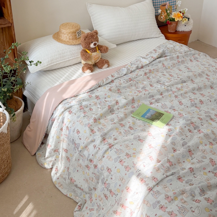 91家纺网 家纺一手货源 找家纺 大彩家居 2026新款全棉双层纱凉感夏被 梦幻城堡