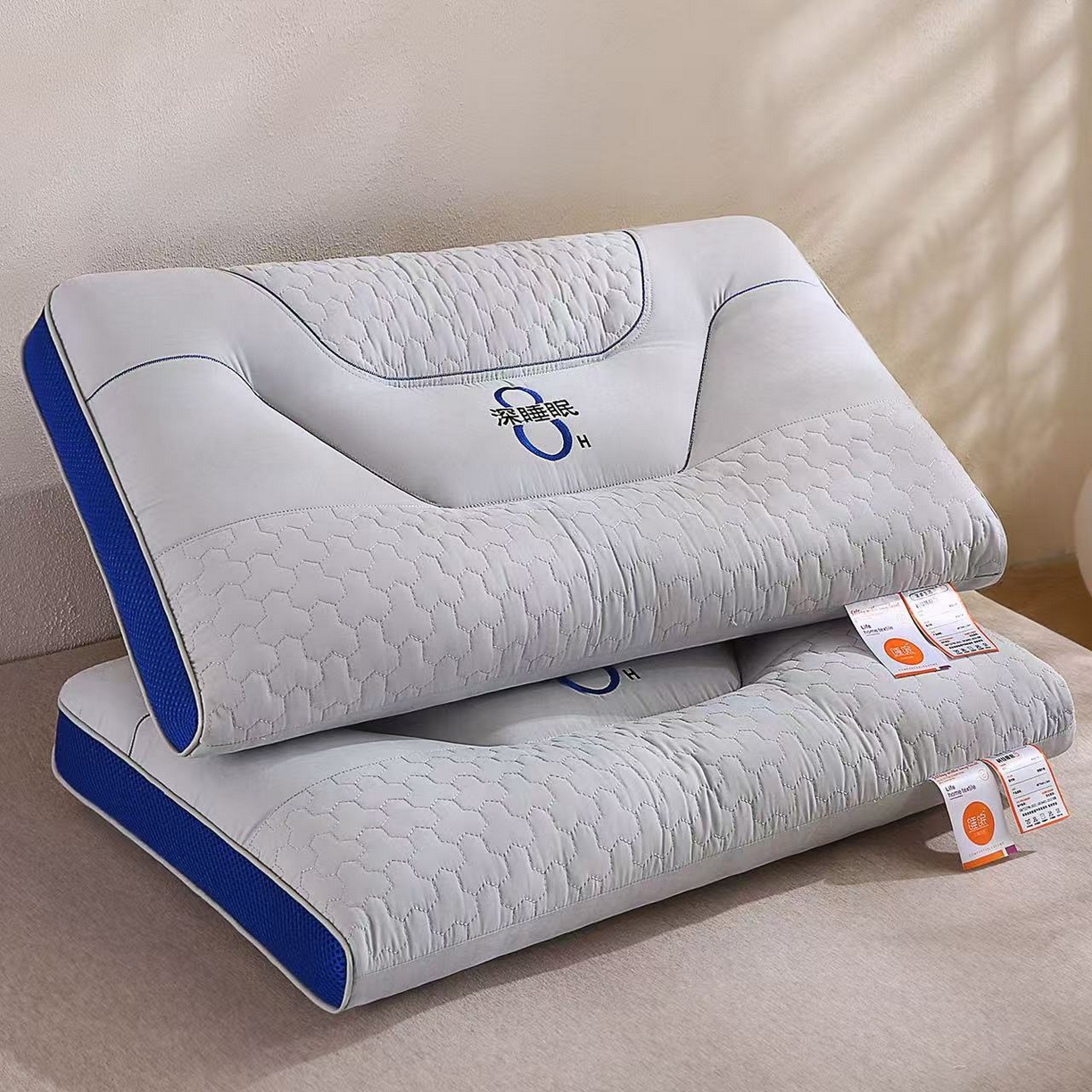 云熙枕业 2026新款8小时深睡眠spa护颈枕枕头枕芯 灰色中枕