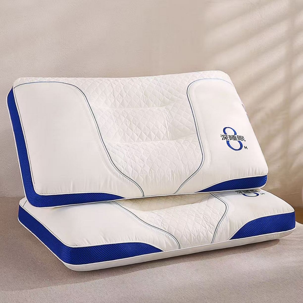 云熙枕业 2026新款8小时深睡眠spa护颈枕枕头枕芯 白色低枕