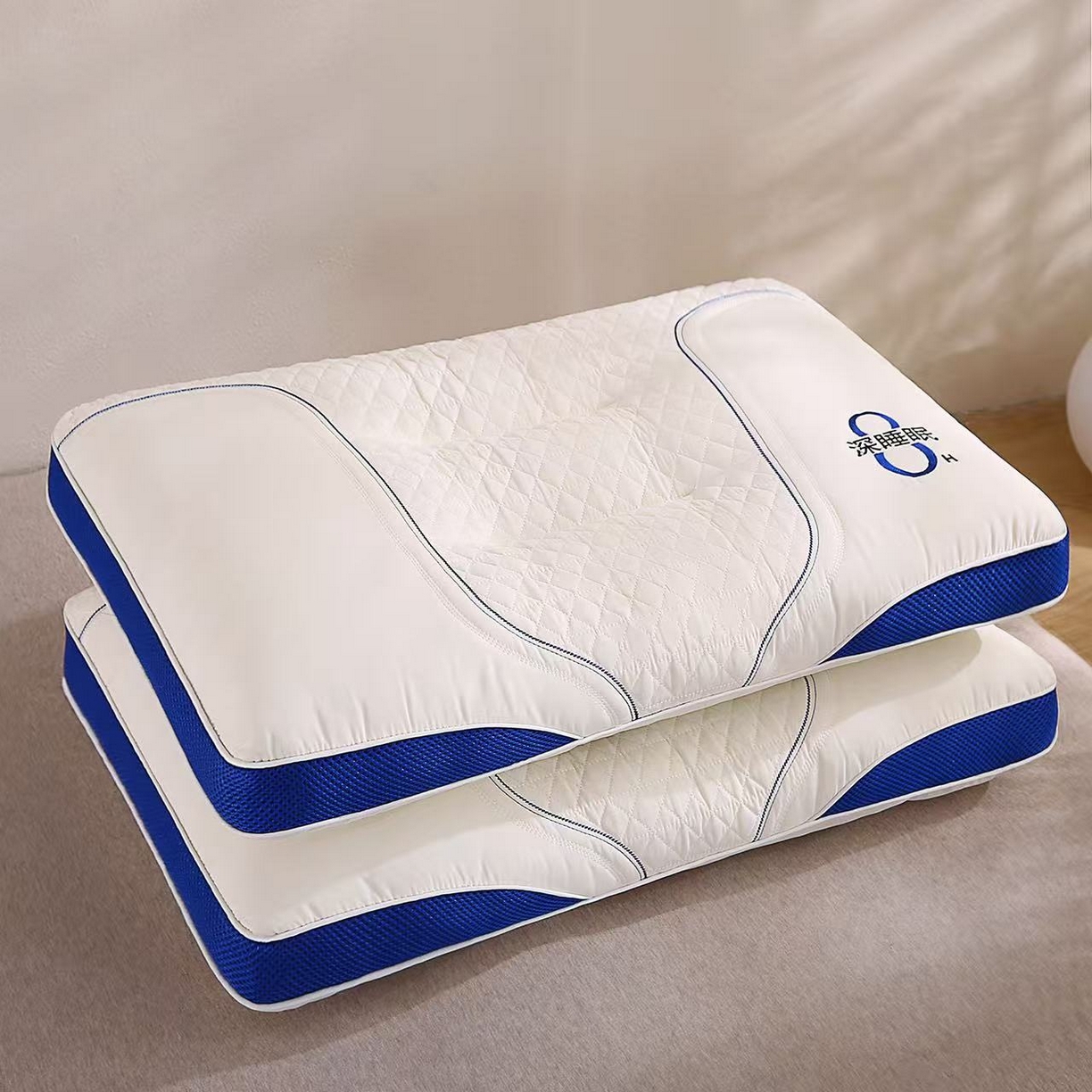 91家纺网 家纺一手货源 找家纺 云熙枕业 2026新款8小时深睡眠spa护颈枕枕头枕芯 白色高枕