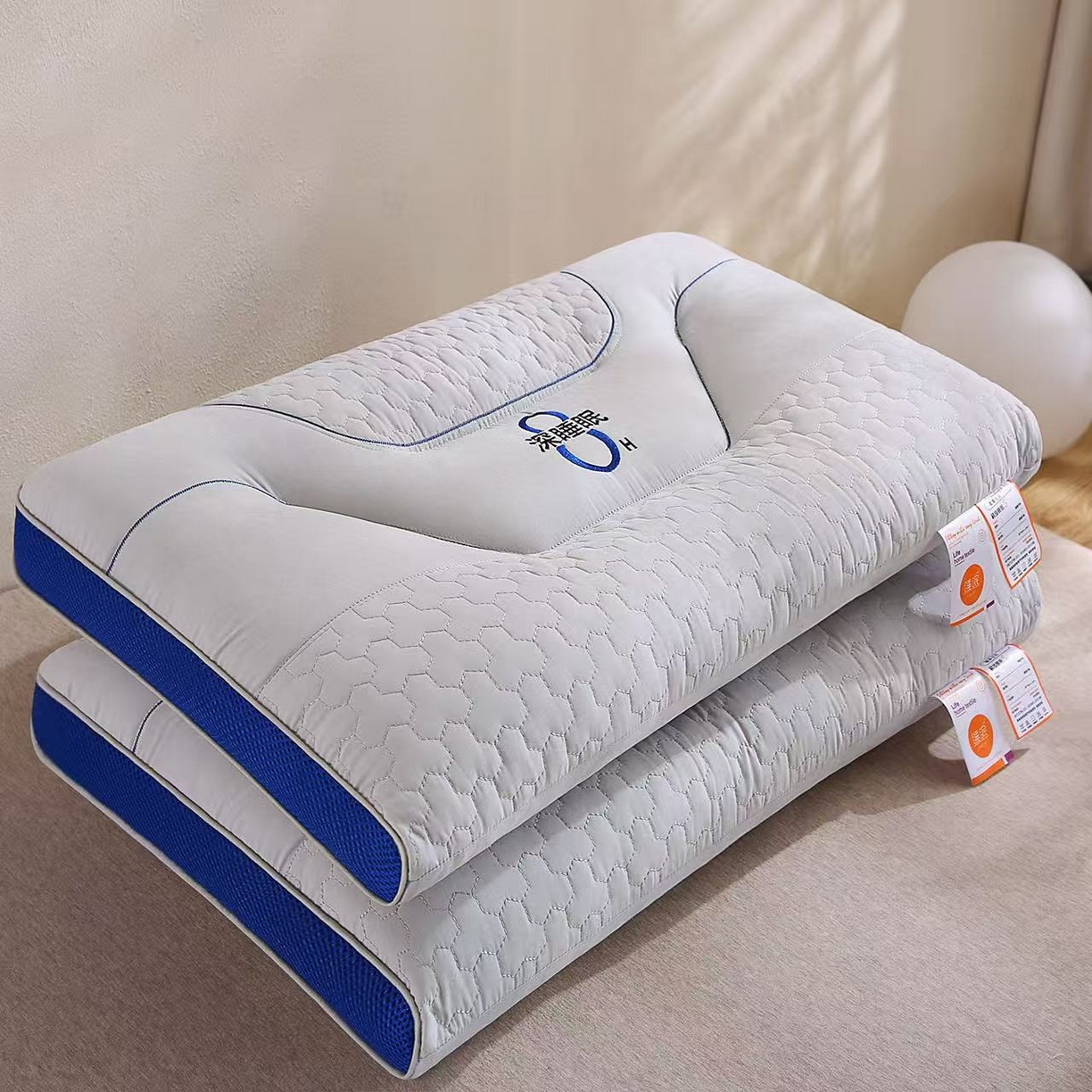 91家纺网 家纺一手货源 找家纺 云熙枕业 2026新款8小时深睡眠spa护颈枕枕头枕芯 灰色高枕