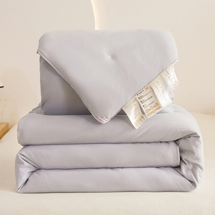 禹祥家纺 2026新款拉链款二合一子母被蚕蛹蛋白春秋被冬被加厚被子被芯 灰色