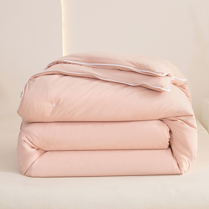 91家纺网 家纺一手货源 找家纺 禹祥家纺 2026新款拉链款二合一子母被蚕蛹蛋白春秋被冬被加厚被子被芯 粉色