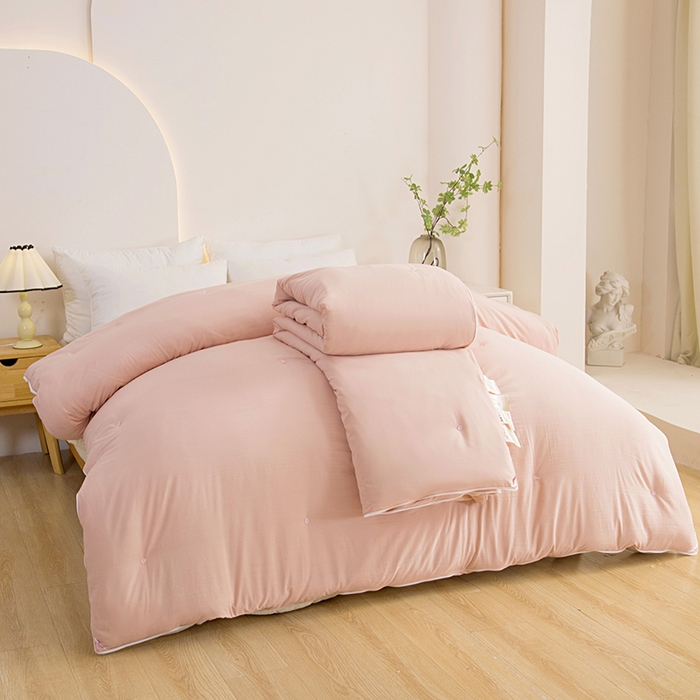 91家纺网 家纺一手货源 找家纺 禹祥家纺 2026新款拉链款二合一子母被蚕蛹蛋白春秋被冬被加厚被子被芯 粉色