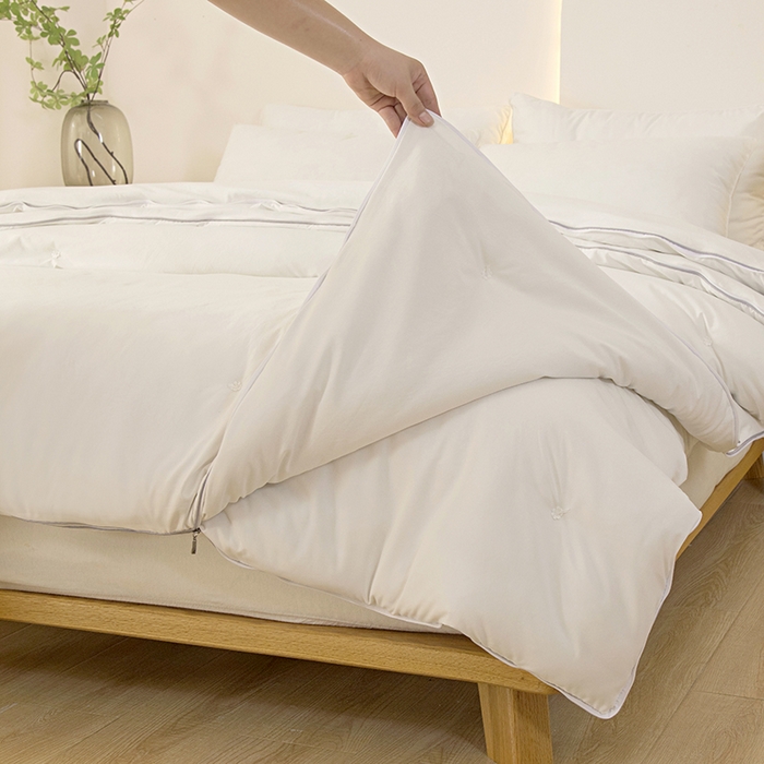 91家纺网 家纺一手货源 找家纺 禹祥家纺 2026新款拉链款二合一子母被蚕蛹蛋白春秋被冬被加厚被子被芯 白色