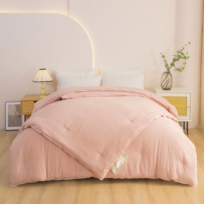 91家纺网 家纺一手货源 找家纺 禹祥家纺 2026新款拉链款二合一子母被蚕蛹蛋白春秋被冬被加厚被子被芯 粉色