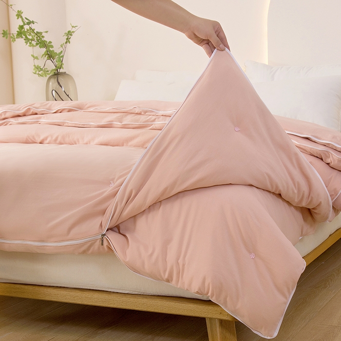 91家纺网 家纺一手货源 找家纺 禹祥家纺 2026新款拉链款二合一子母被蚕蛹蛋白春秋被冬被加厚被子被芯 粉色