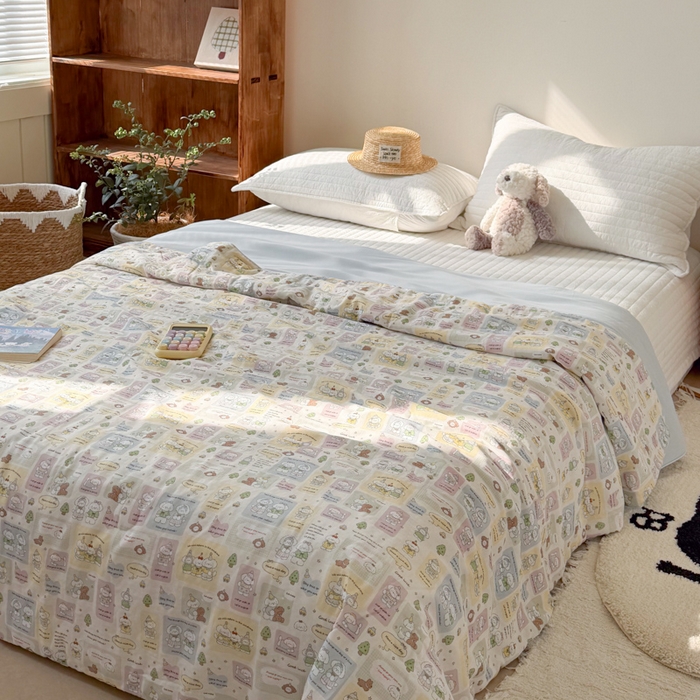 91家纺网 家纺一手货源 找家纺 大彩家居 2026新款全棉双层纱凉感夏被 童话集锦