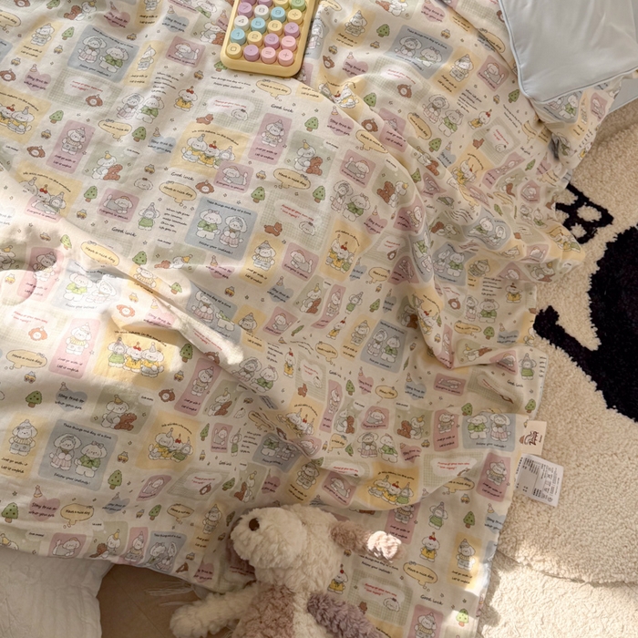 91家纺网 家纺一手货源 找家纺 大彩家居 2026新款全棉双层纱凉感夏被 童话集锦