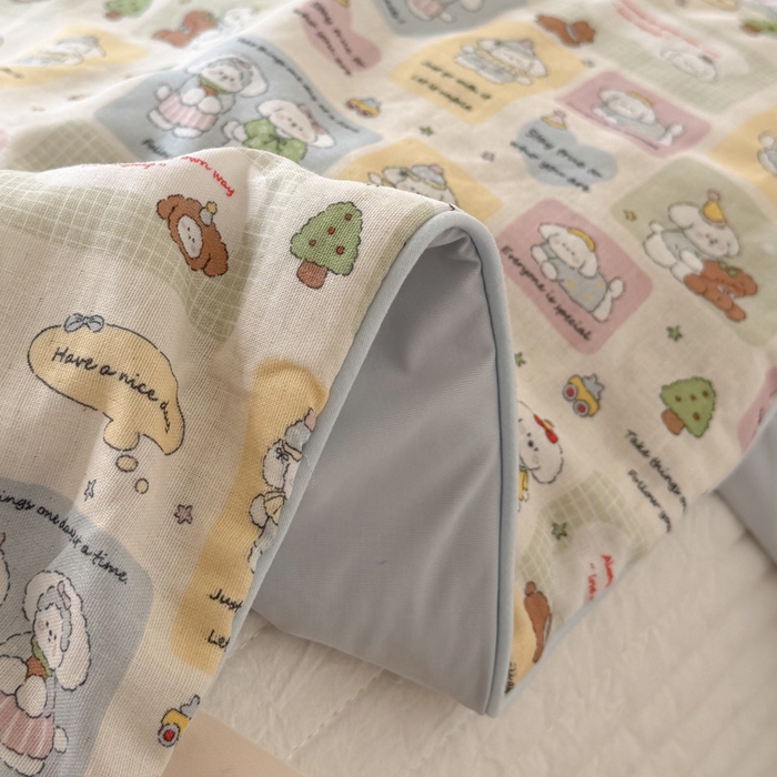 91家纺网 家纺一手货源 找家纺 大彩家居 2026新款全棉双层纱凉感夏被 童话集锦