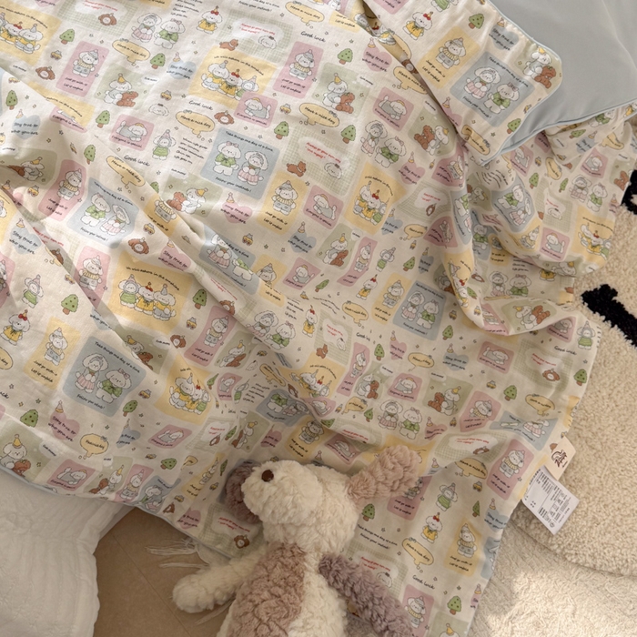 91家纺网 家纺一手货源 找家纺 大彩家居 2026新款全棉双层纱凉感夏被 童话集锦