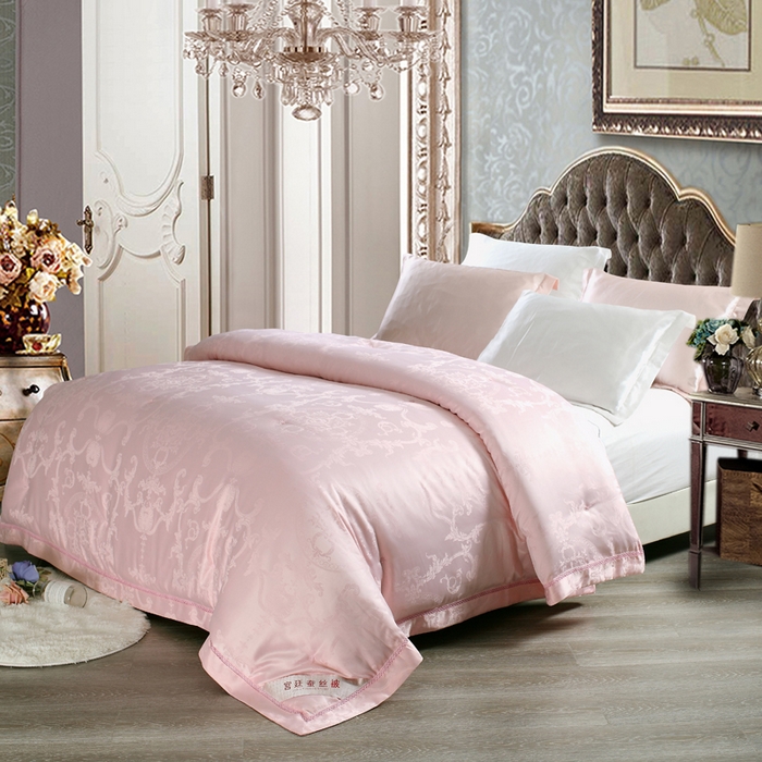 禹祥家纺 2026顶级绒提花手工榨蚕丝被夏被春秋被冬被子母被被芯双人夏季空调被（支持质检） 豆沙色