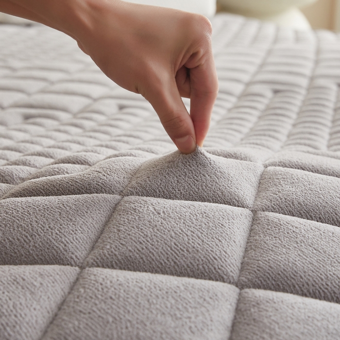 91家纺网 家纺一手货源 找家纺 优莱床垫 2026新款针织棉记忆海绵单边款床垫 艾玛格法莱绒记忆棉单边灰