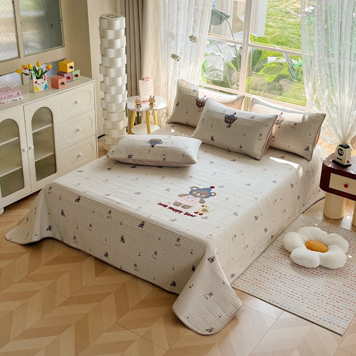 91家纺网 家纺一手货源 找家纺 恋佳居 2026新款毛巾绣古法棉单品被套被套单件 格趣萌熊