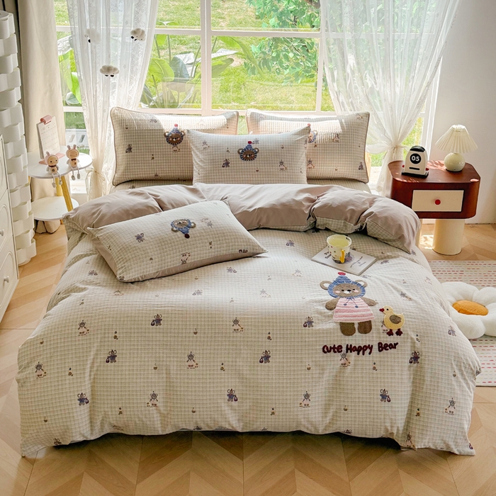 恋佳居 2026新款毛巾绣古法棉单品被套被套单件 格趣萌熊