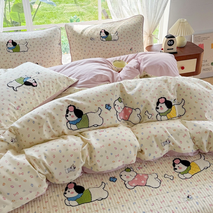 91家纺网 家纺一手货源 找家纺 恋佳居 2026新款毛巾绣古法棉单品被套被套单件 软萌时光