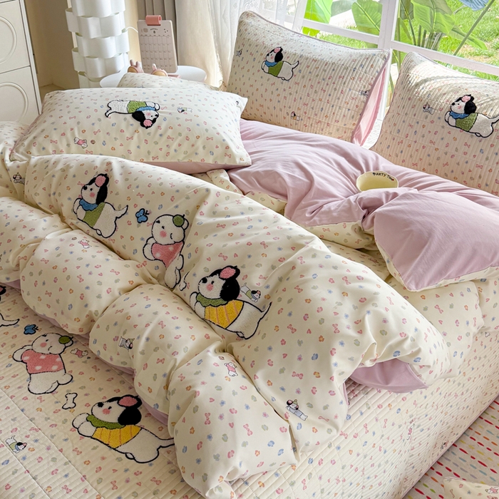 91家纺网 家纺一手货源 找家纺 恋佳居 2026新款毛巾绣古法棉单品被套被套单件 软萌时光