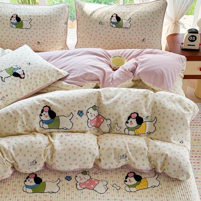 91家纺网 家纺一手货源 找家纺 恋佳居 2026新款毛巾绣古法棉单品被套被套单件 软萌时光