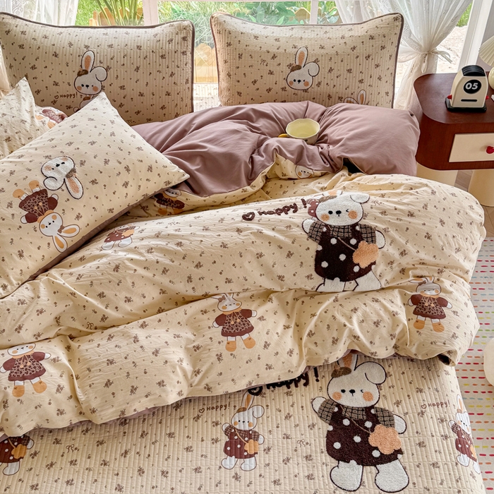 91家纺网 家纺一手货源 找家纺 恋佳居 2026新款毛巾绣古法棉单品被套被套单件 花兔小叙