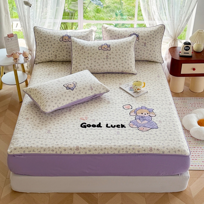 91家纺网 家纺一手货源 找家纺 恋佳居 2026新款毛巾绣古法棉单品被套被套单件 迷雾紫兔