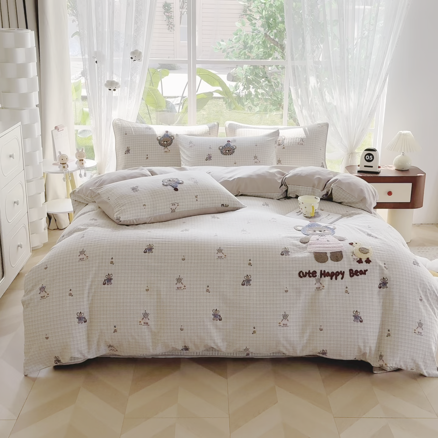 91家纺网 家纺一手货源 找家纺 恋佳居 2026新款毛巾绣古法棉单品被套被套单件 格趣萌熊