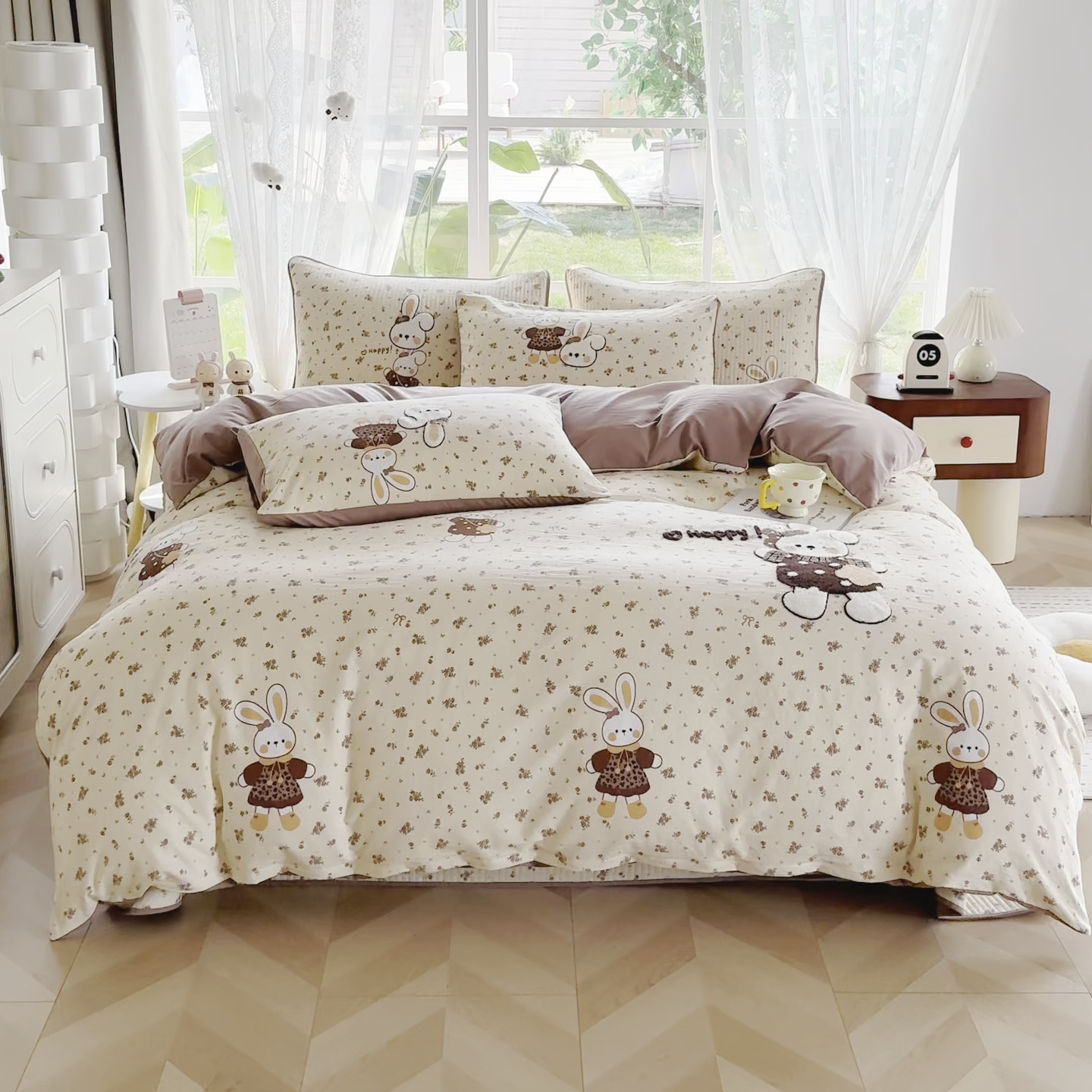 91家纺网 家纺一手货源 找家纺 恋佳居 2026新款毛巾绣古法棉单品被套被套单件 花兔小叙