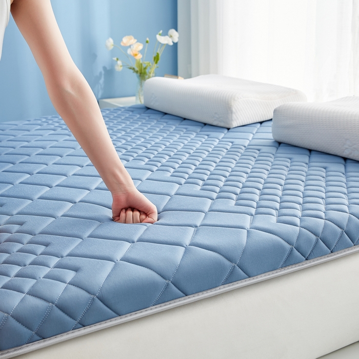 91家纺网 家纺一手货源 找家纺 优莱床垫 2026新款针织棉记忆海绵单边款床垫 艾玛格记忆棉单边蓝色