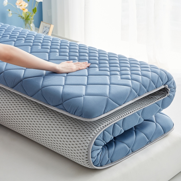 91家纺网 家纺一手货源 找家纺 优莱床垫 2026新款针织棉记忆海绵单边款床垫 艾玛格记忆棉单边蓝色