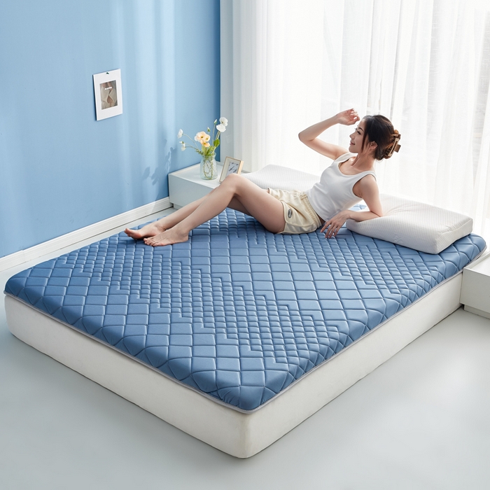 91家纺网 家纺一手货源 找家纺 优莱床垫 2026新款针织棉记忆海绵单边款床垫 艾玛格记忆棉单边蓝色