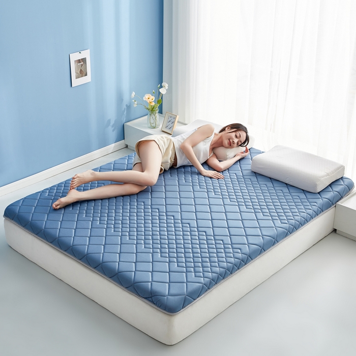 91家纺网 家纺一手货源 找家纺 优莱床垫 2026新款针织棉记忆海绵单边款床垫 艾玛格记忆棉单边蓝色
