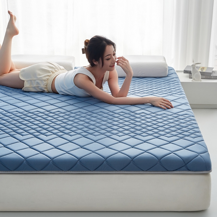 91家纺网 家纺一手货源 找家纺 优莱床垫 2026新款针织棉记忆海绵单边款床垫 艾玛格记忆棉单边蓝色