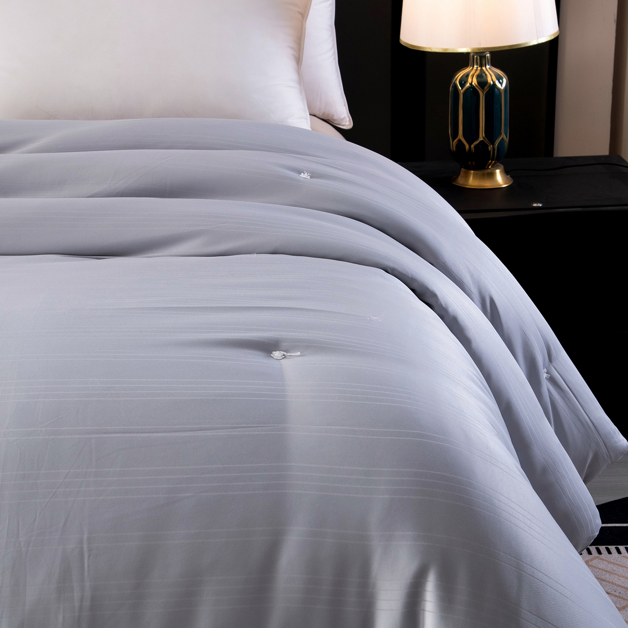 91家纺网 家纺一手货源 找家纺 禹祥家纺 2026新款爆款手工蚕丝被直播春秋被宿舍冬被子母被被子被芯拉链款 灰色